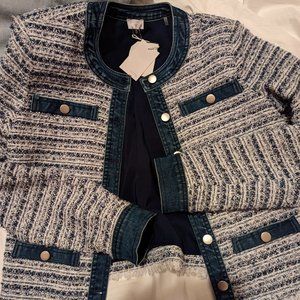 Ecru Tweed with denim jacket